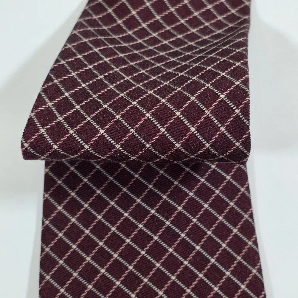 Vtg Gap Wool Silk Tie Brown Beige Geometric Pattern Preppy Office USA W 4